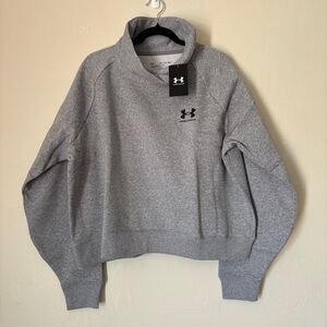 Under Armour Women’s Heather Black Rival Fleece Wrap Neck Top, Size XXL